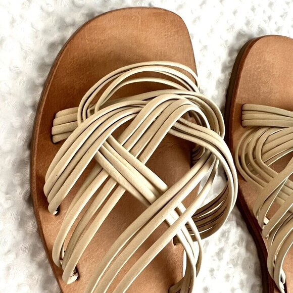 Matisse Tate Leather Strappy Sandal In Ivory Size 8 Casual Summer Beach Preppy - Picture 2 of 6